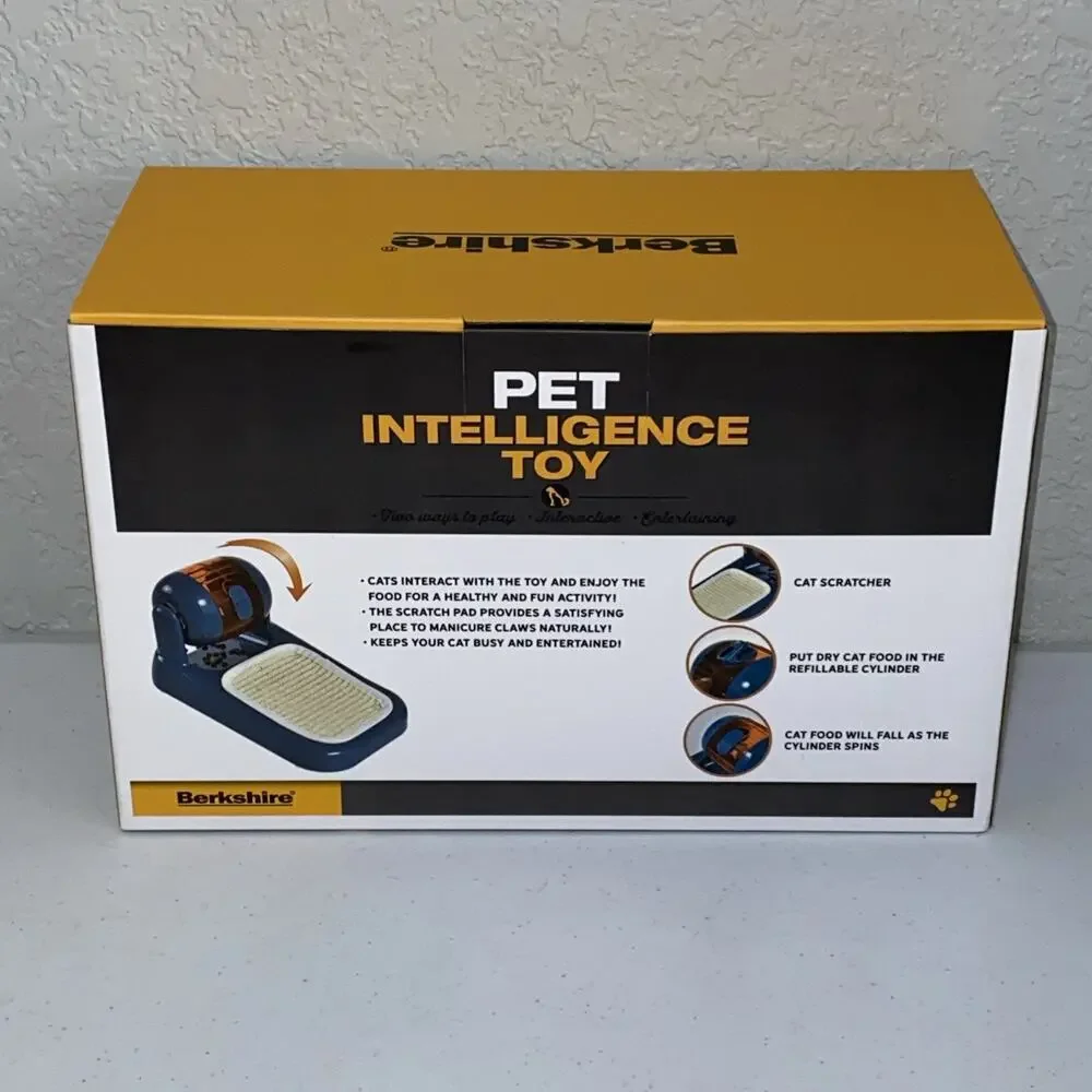 Pet Intelligence Toy Cat Scratcher Pat Dry Food Cylinder Feeder Interactive‎ NEW
